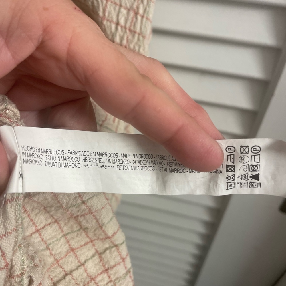 Zara NWT Size S Cotton/Linen Blend Plaid Cut Out Waist Minidress -NWT per Pics - Picture 10 of 10